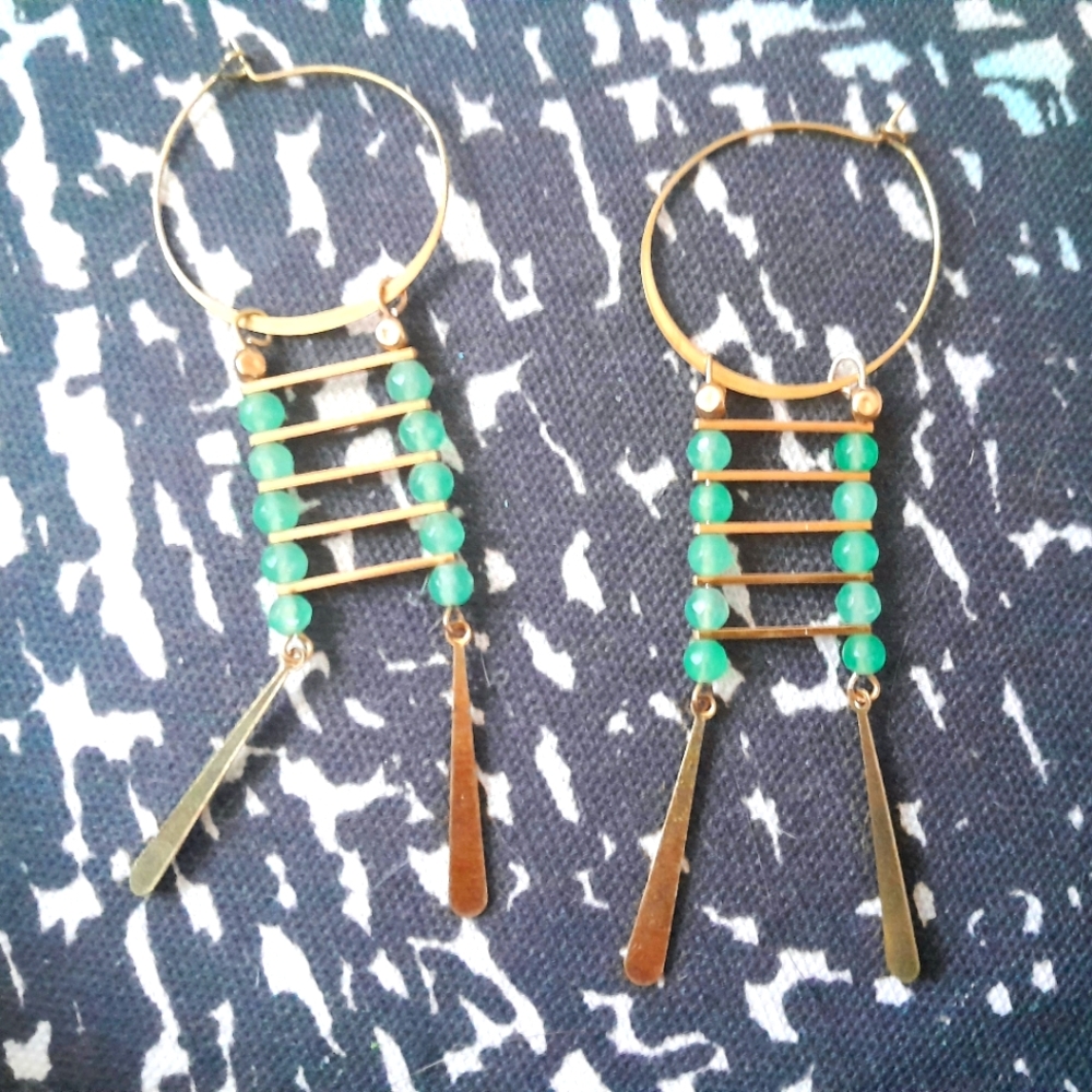Aventurine 'Ladder' Hoops
